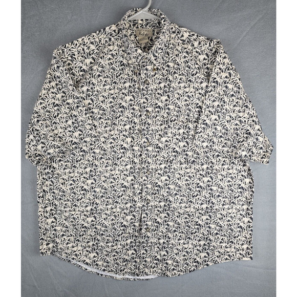 Natural Issue Casual Button Down Shirt Men XL Black/Tan Short Sleeve Palm Trees - Picture 1 of 8